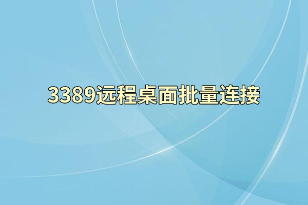 3389远程桌面批量连接