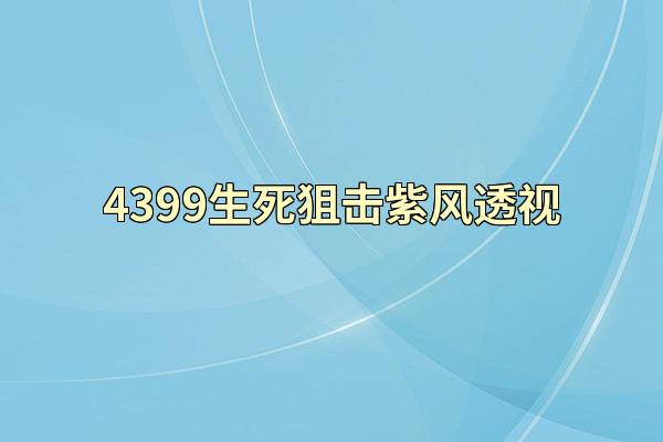 4399生死狙击紫风透视