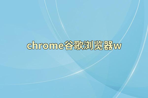 chrome谷歌浏览器w