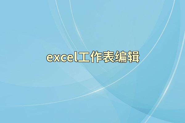 excel工作表编辑