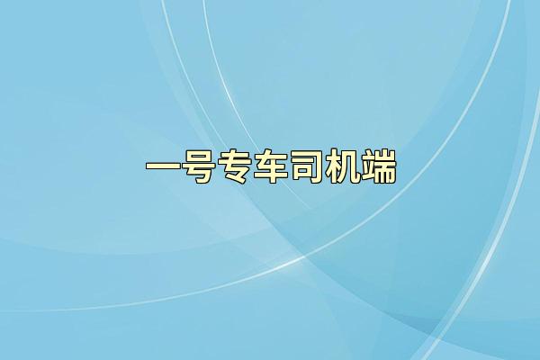 一号专车司机端