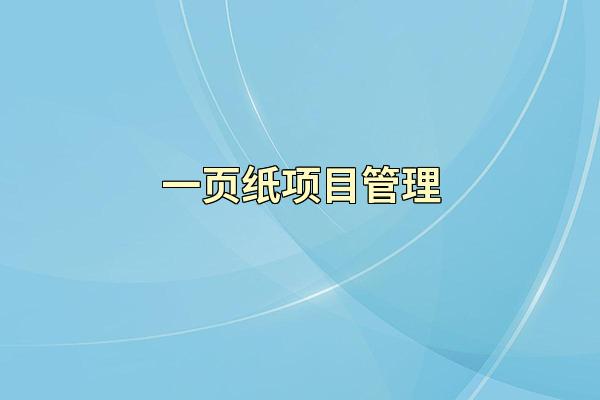一页纸项目管理