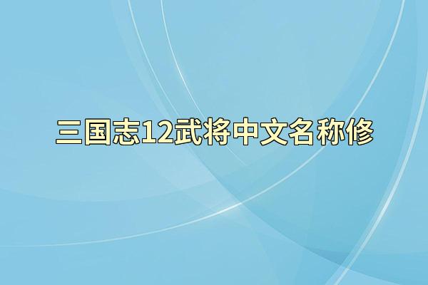 三国志12武将中文名称修