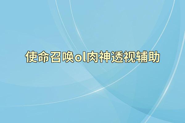 使命召唤ol肉神透视辅助