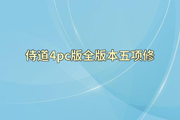 侍道4pc版全版本五项修