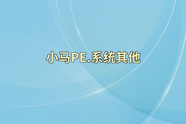 小马PE.系统其他
