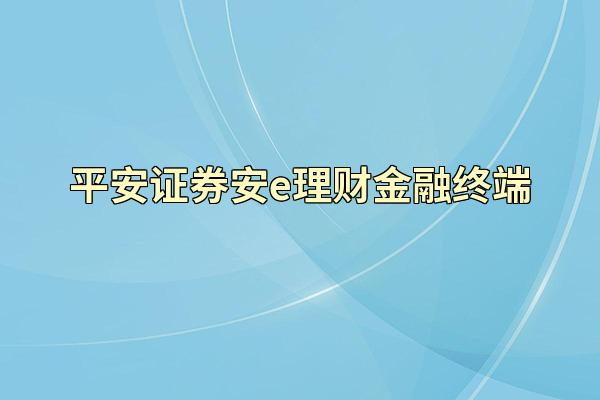平安证券安e理财金融终端