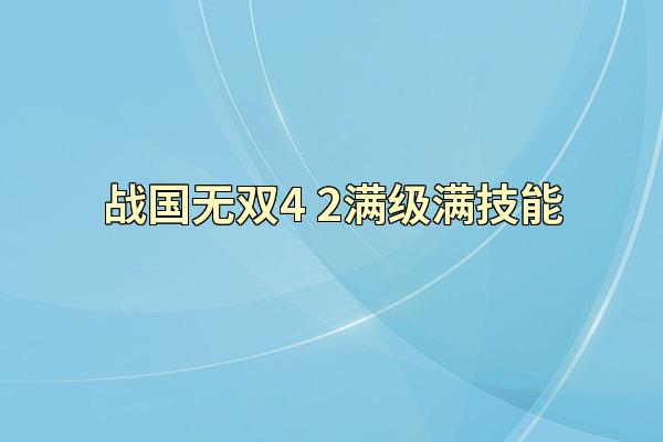 战国无双4-2满级满技能