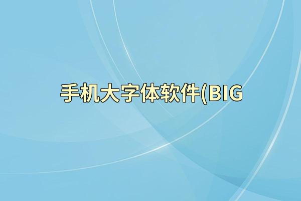 手机大字体软件(BIG