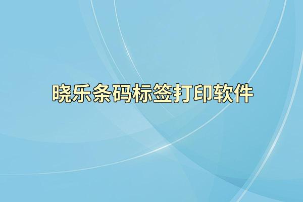 晓乐条码标签打印软件