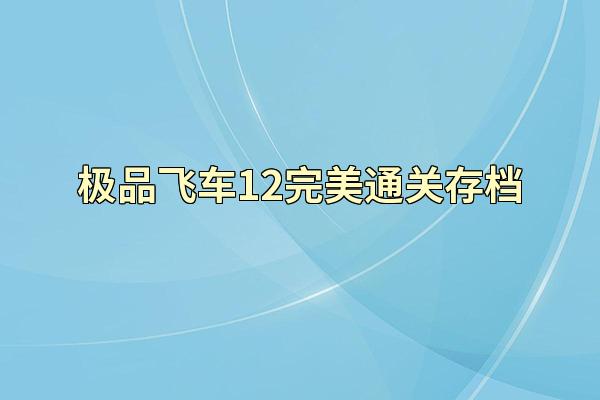 极品飞车12完美通关存档