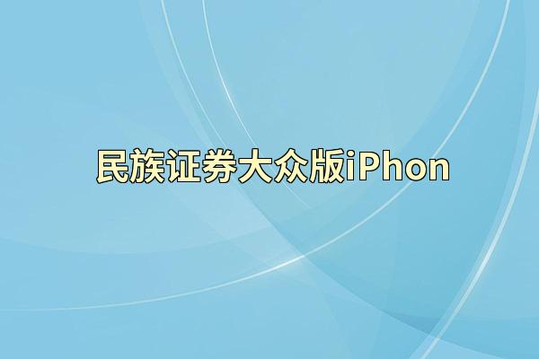 民族证券大众版iPhon