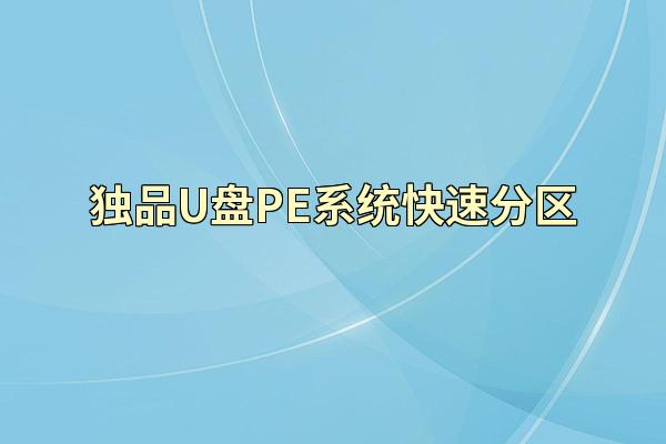 独品U盘PE系统快速分区