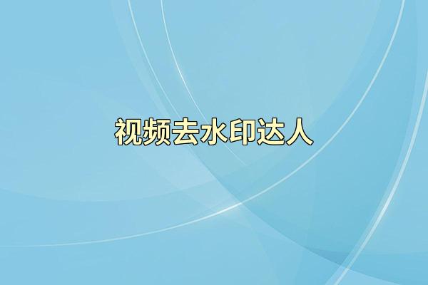 视频去水印达人