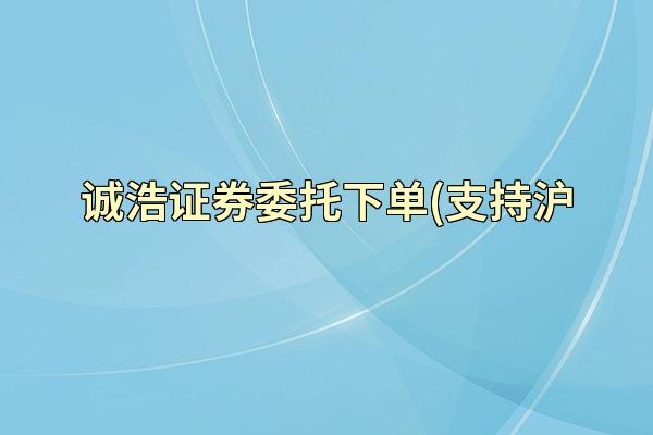 诚浩证券委托下单(支持沪