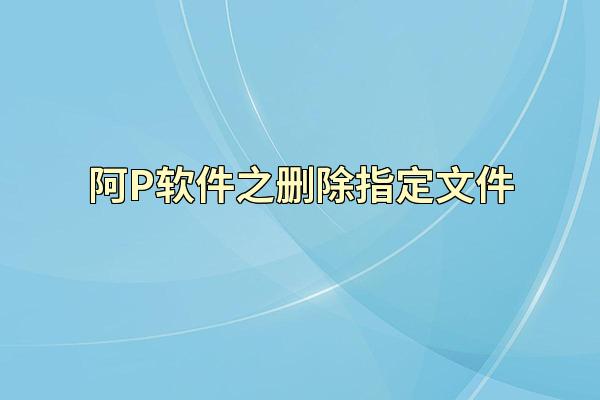 阿P软件之删除指定文件
