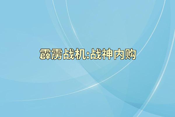 霹雳战机:战神内购