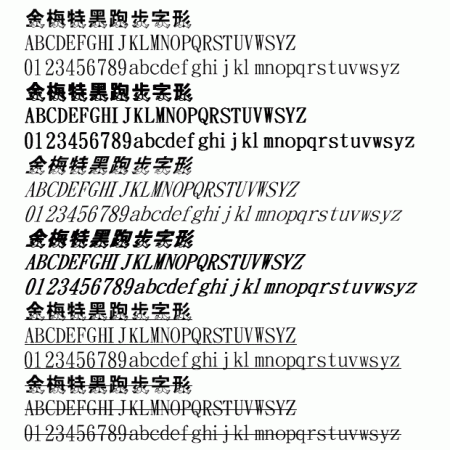 金梅特黑跑步字形字体
