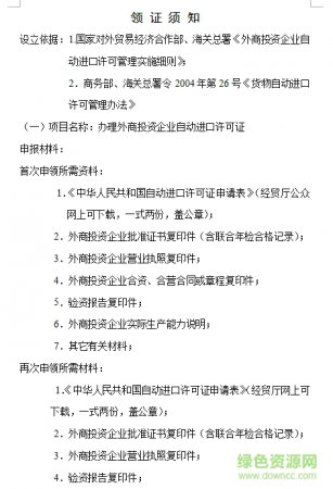 自动进口许可证模板