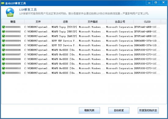 金山LSP修复工具绿色版