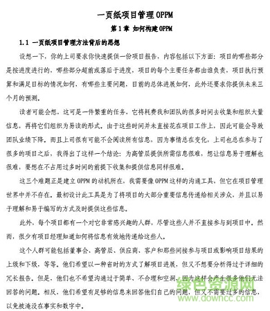 一页纸项目管理pdf